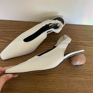 White Leather Topshop Mules